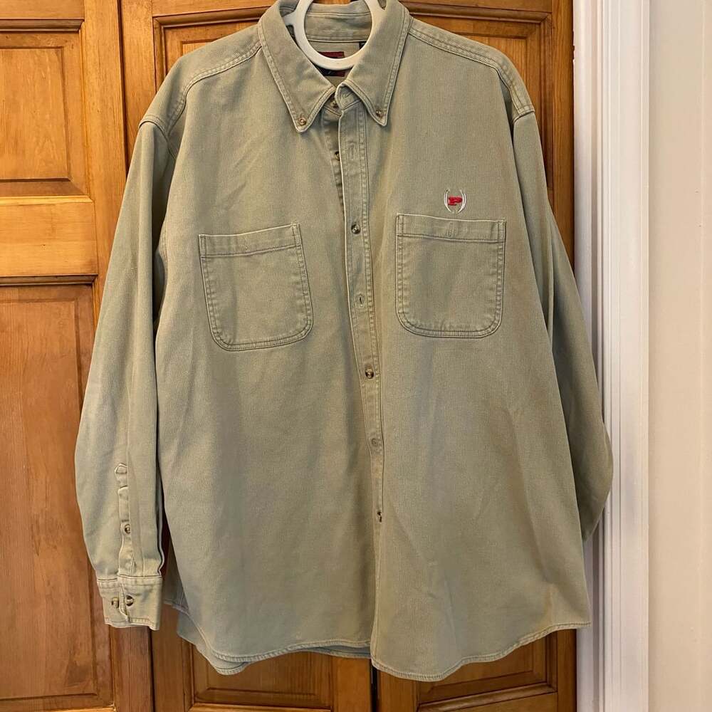 Vintage Phat Farm Corduroy Long Sleeve Button Up Shirt Beige